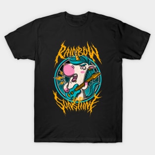 Rainbow and Sunshine - Cute Metal Band Unicorn T-Shirt